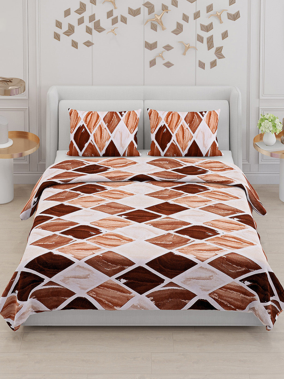 110 GSM Polyester Double Bed Bedsheet with 2 Pillow Covers - Updated - Updated - Updated