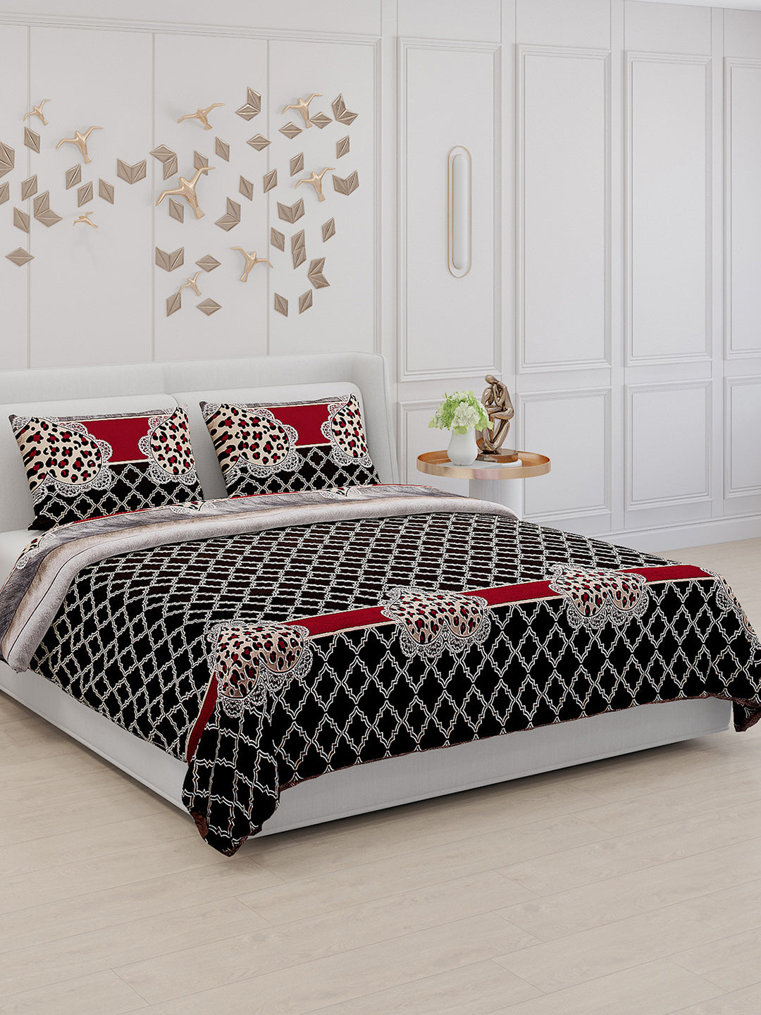 110 GSM Polyester Double Bed Bedsheet with 2 Pillow Covers - Updated - Updated - Updated