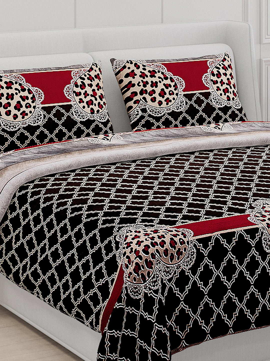 110 GSM Polyester Double Bed Bedsheet with 2 Pillow Covers - Updated - Updated - Updated