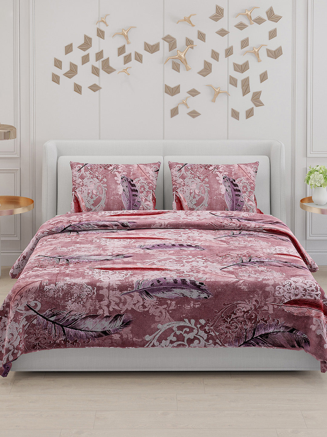 110 GSM Polyester Double Bed Bedsheet with 2 Pillow Covers - Updated - Updated - Updated