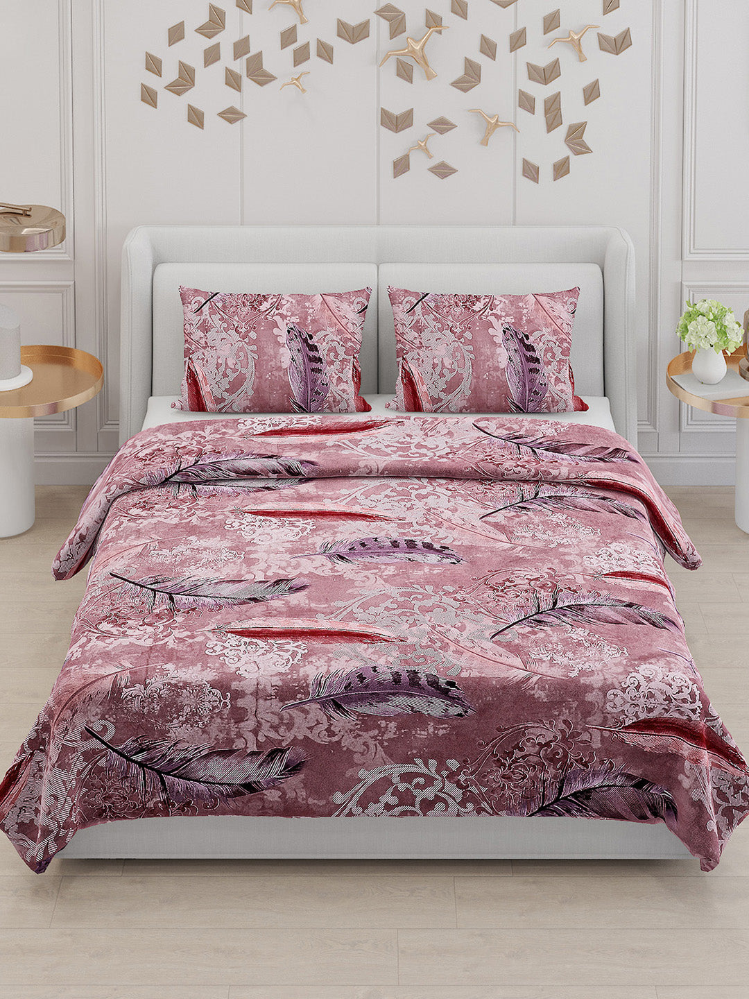 110 GSM Polyester Double Bed Bedsheet with 2 Pillow Covers - Updated - Updated - Updated