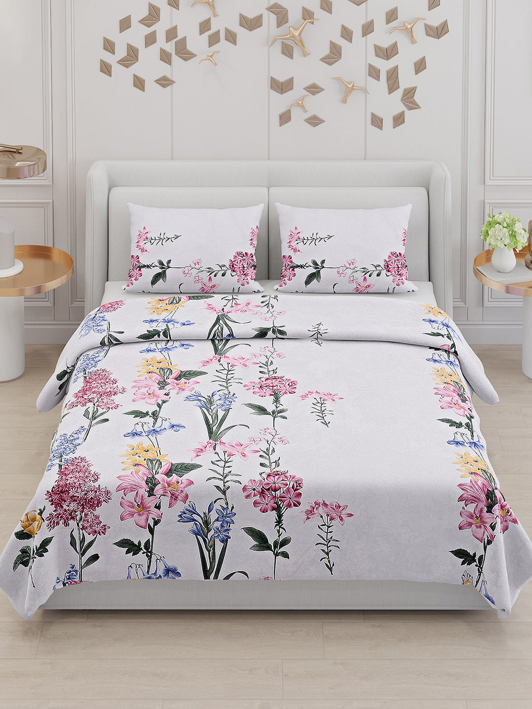 110 GSM Polyester Double Bed Bedsheet with 2 Pillow Covers - Updated - Updated - Updated