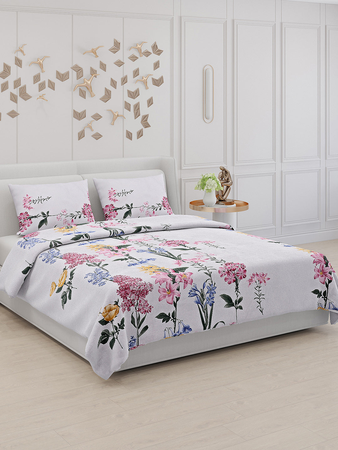 110 GSM Polyester Double Bed Bedsheet with 2 Pillow Covers - Updated - Updated - Updated