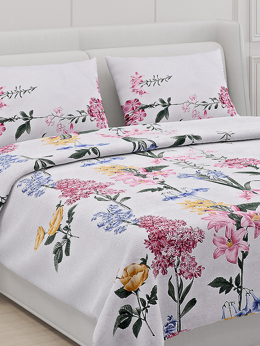 110 GSM Polyester Double Bed Bedsheet with 2 Pillow Covers - Updated - Updated - Updated
