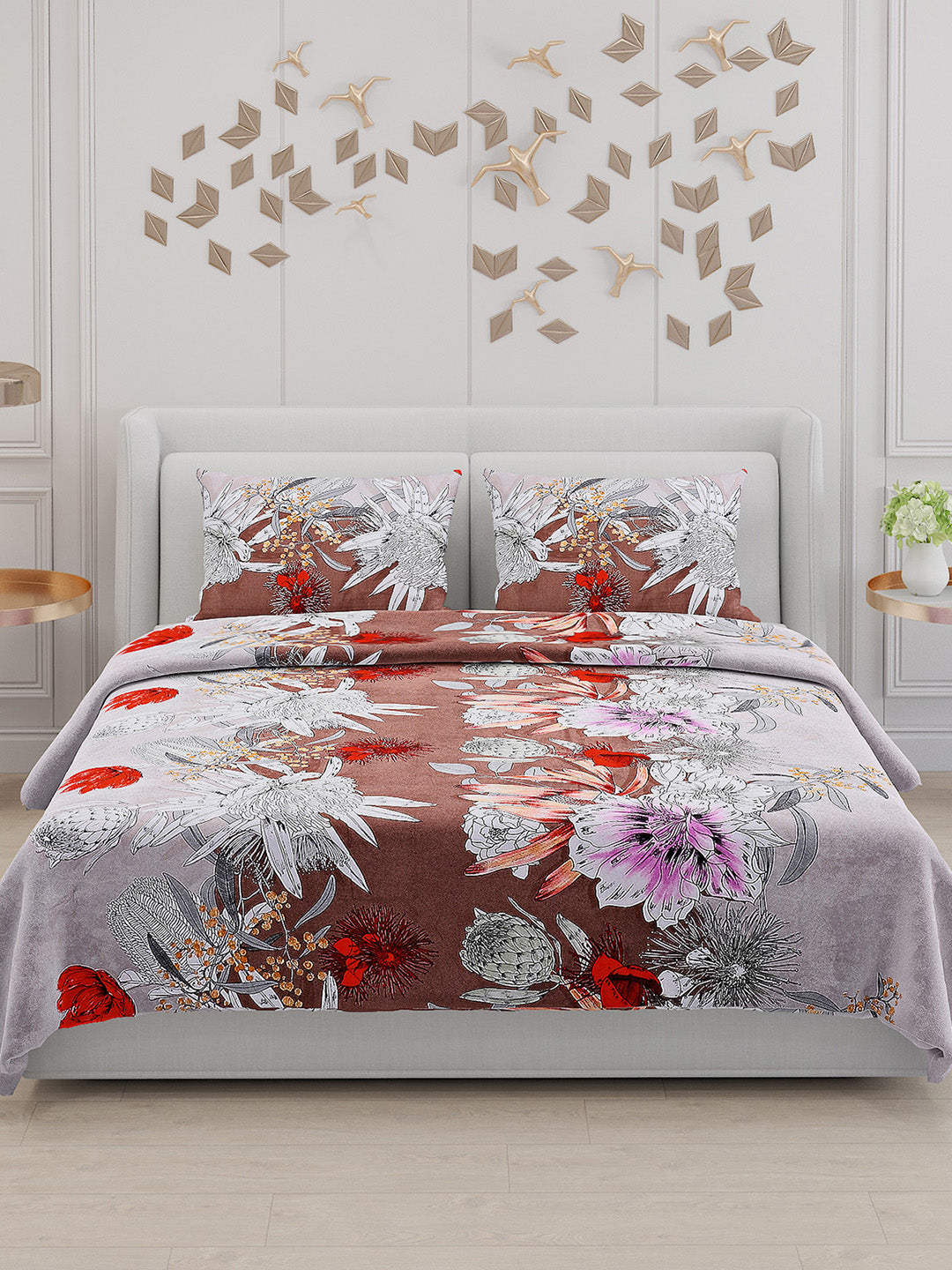 110 GSM Polyester Double Bed Bedsheet with 2 Pillow Covers - Updated - Updated