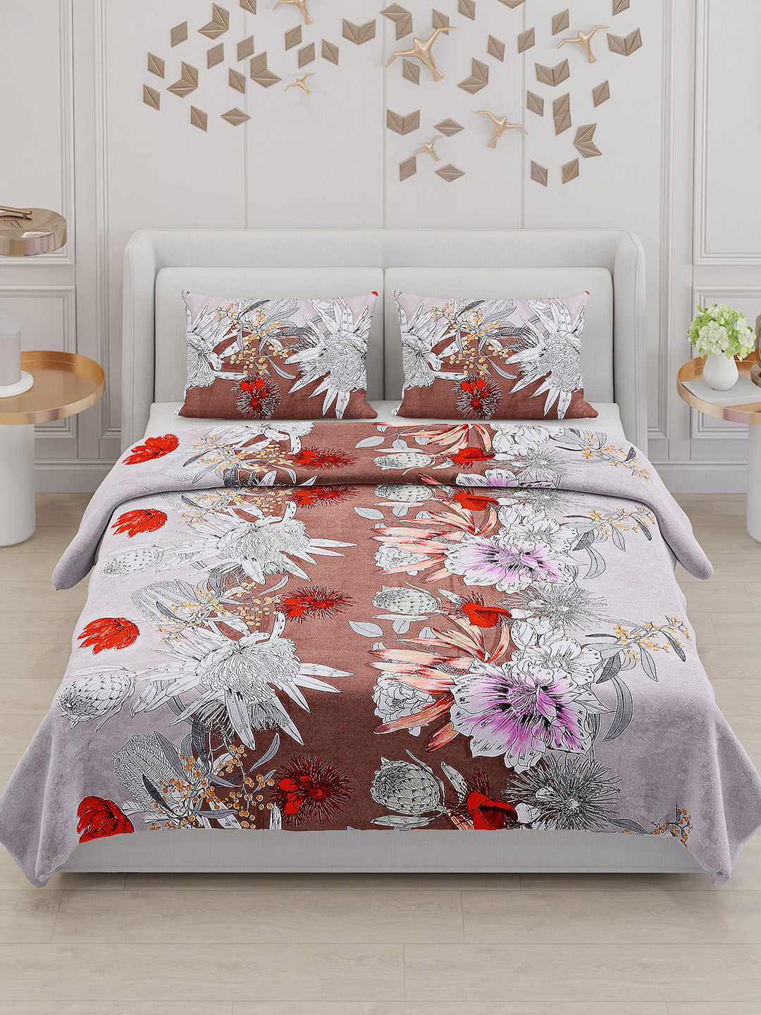 110 GSM Polyester Double Bed Bedsheet with 2 Pillow Covers - Updated - Updated