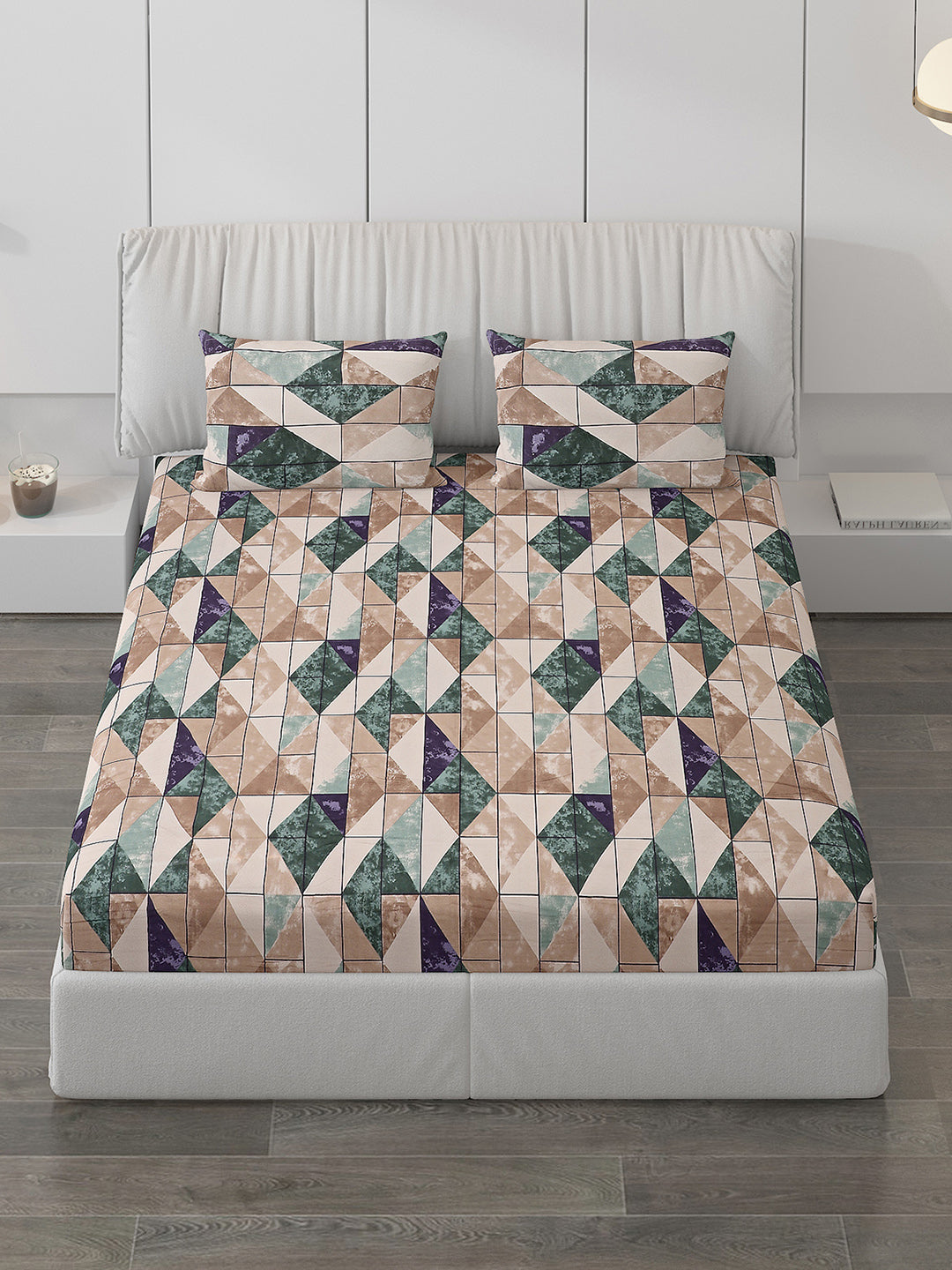 120 GSM Polyester Double Bed Bedsheet with 2 Pillow Covers - Updated - Updated