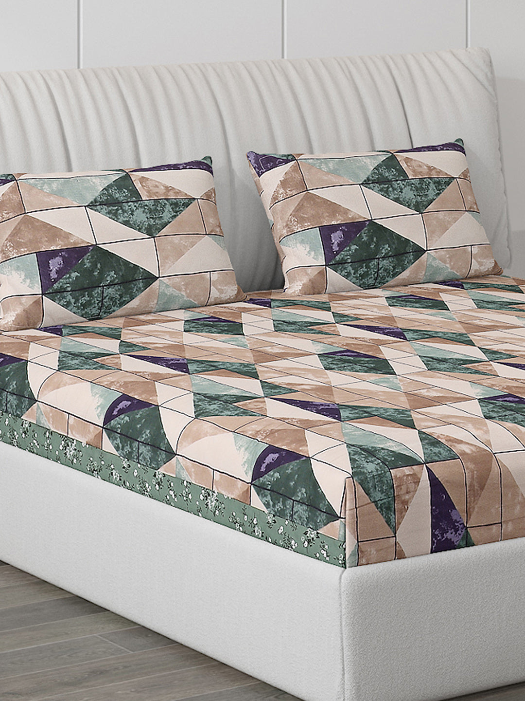 120 GSM Polyester Double Bed Bedsheet with 2 Pillow Covers - Updated - Updated