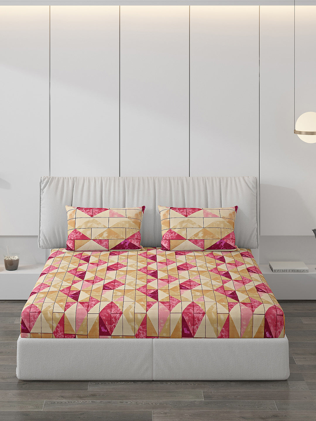 120 GSM Polyester Double Bed Bedsheet with 2 Pillow Covers - Updated - Updated
