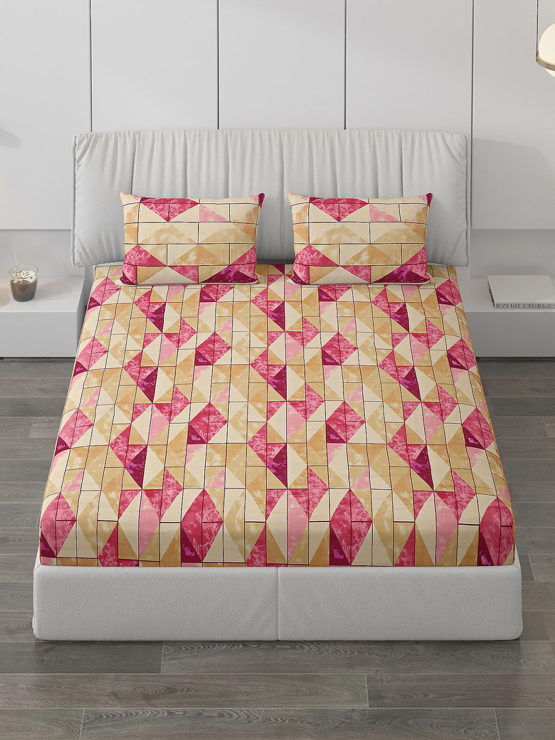 120 GSM Polyester Double Bed Bedsheet with 2 Pillow Covers - Updated - Updated