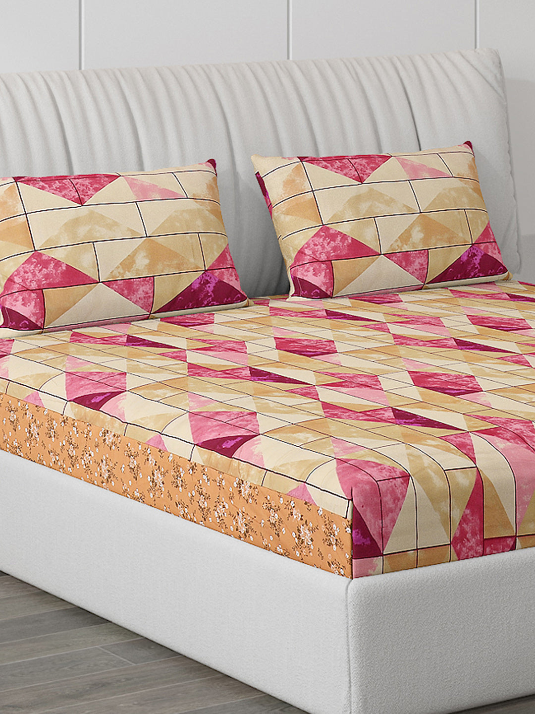 120 GSM Polyester Double Bed Bedsheet with 2 Pillow Covers - Updated - Updated