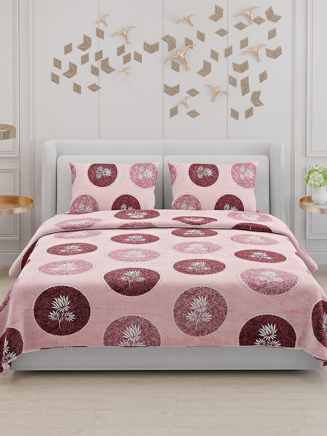 104 TC Cotton Double Bed Bedsheet with 2 Pillow Covers - Updated - Updated - Updated