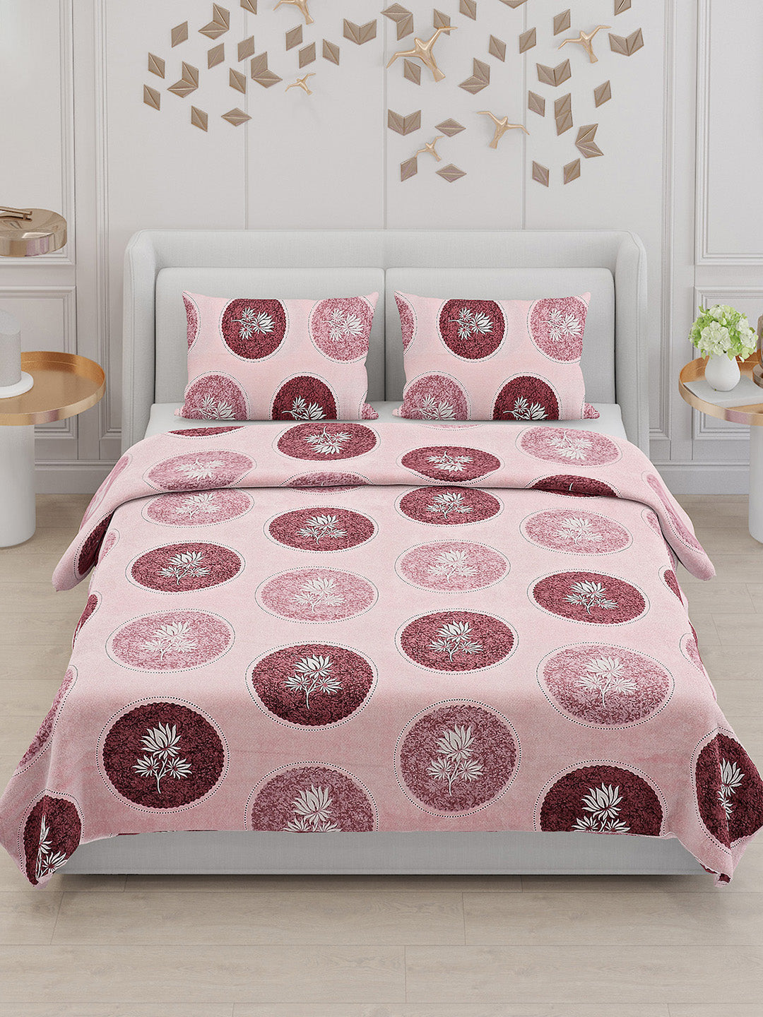 104 TC Cotton Double Bed Bedsheet with 2 Pillow Covers - Updated - Updated - Updated