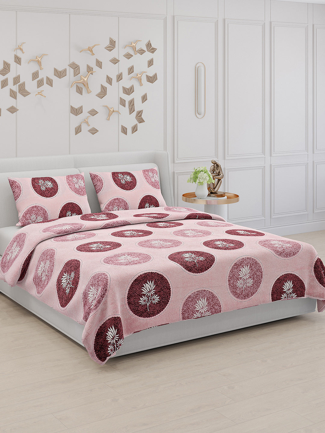 104 TC Cotton Double Bed Bedsheet with 2 Pillow Covers - Updated - Updated - Updated