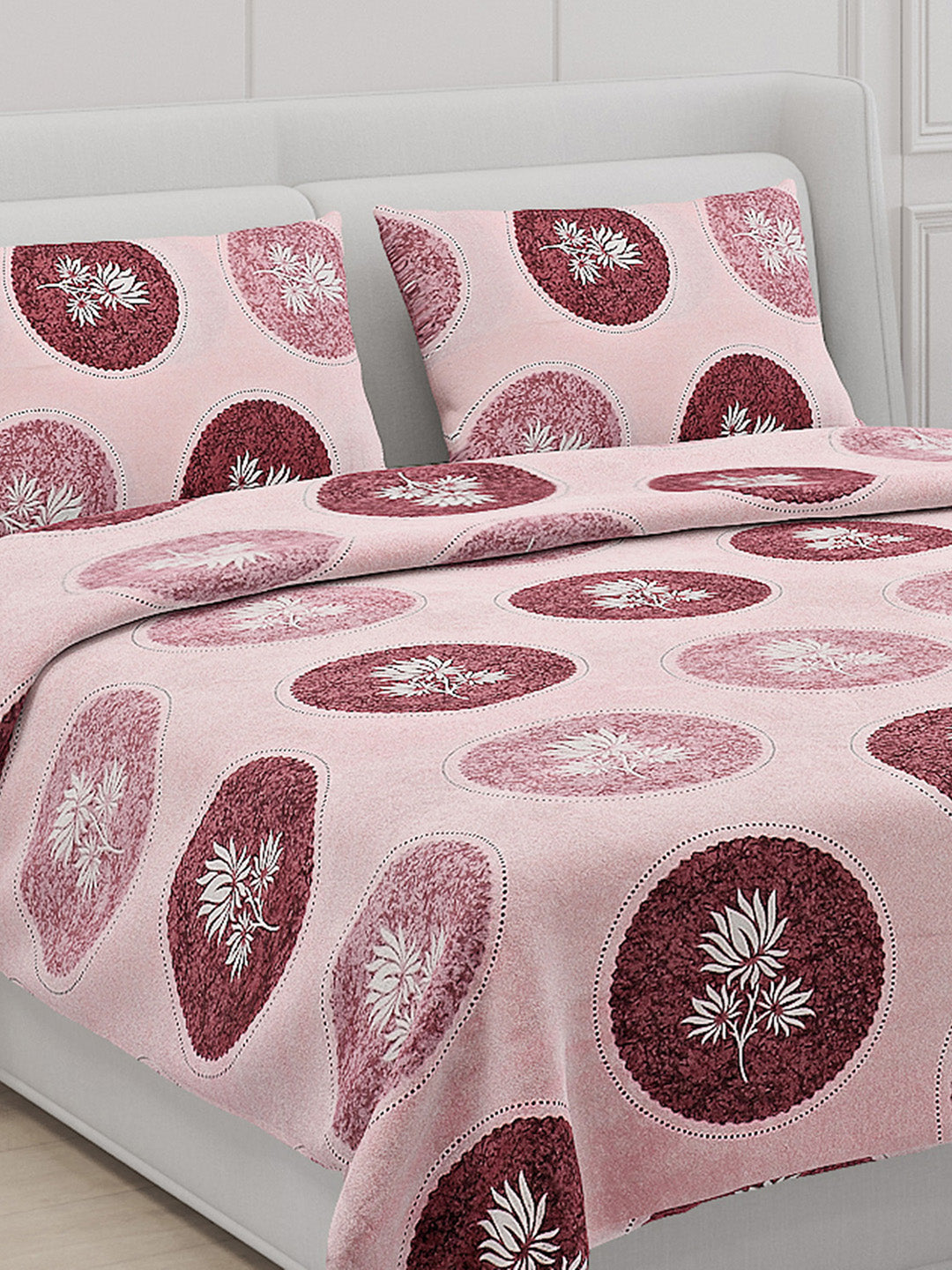 104 TC Cotton Double Bed Bedsheet with 2 Pillow Covers - Updated - Updated - Updated