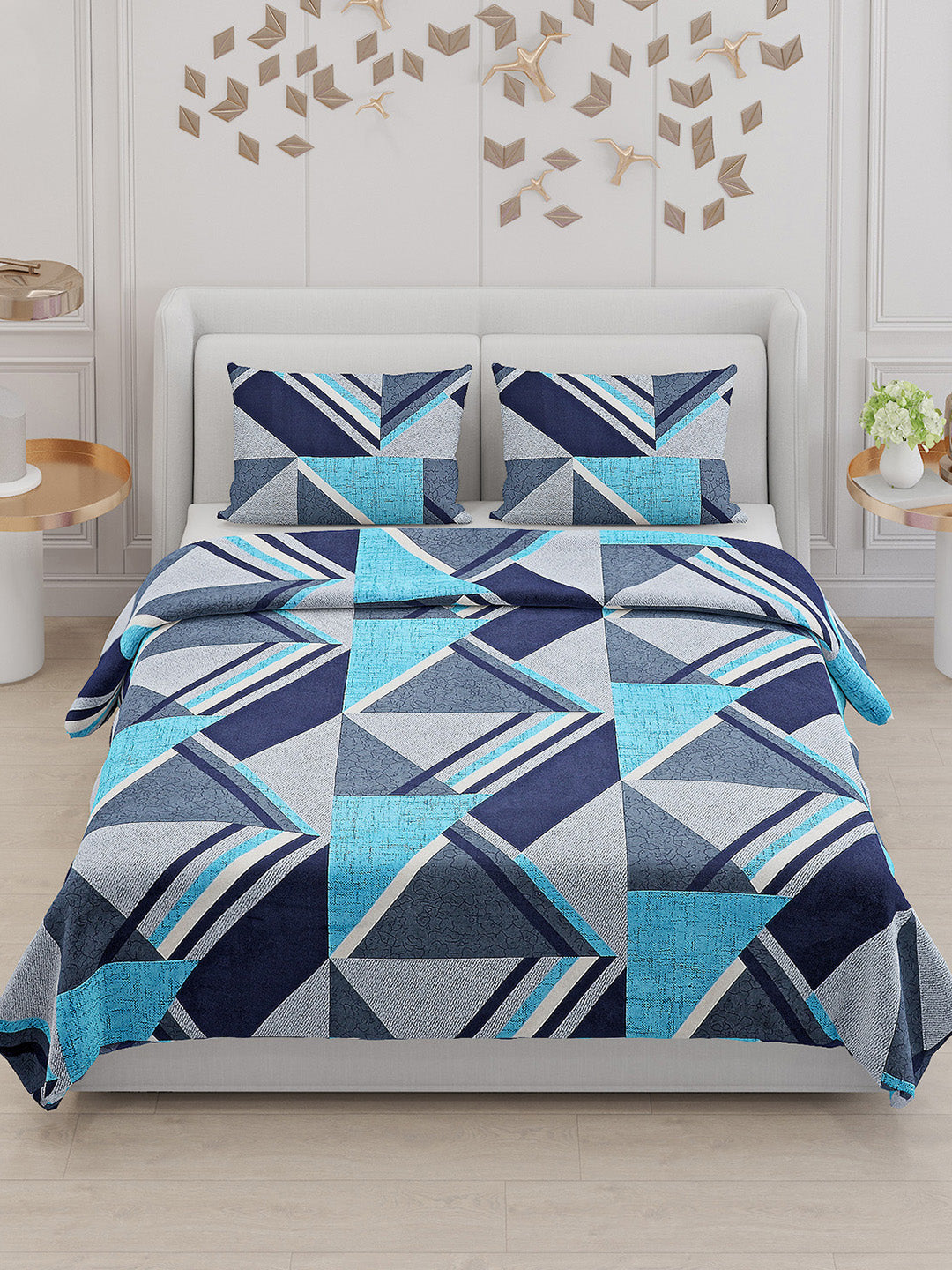 104 TC Cotton Double Bed Bedsheet with 2 Pillow Covers - Updated - Updated - Updated