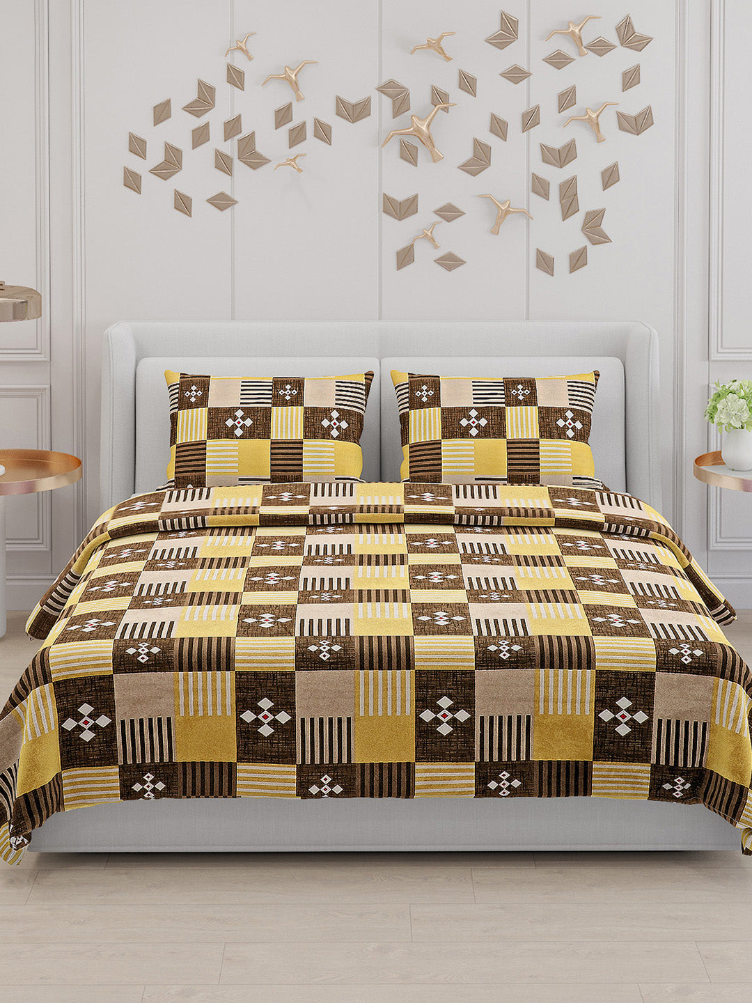 104 TC Cotton Double Bed Bedsheet with 2 Pillow Covers - Updated - Updated - Updated