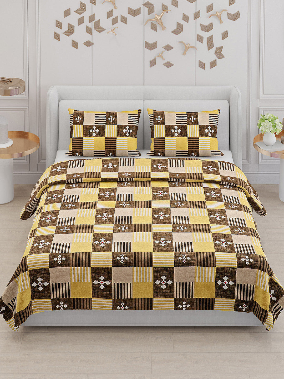 104 TC Cotton Double Bed Bedsheet with 2 Pillow Covers - Updated - Updated - Updated