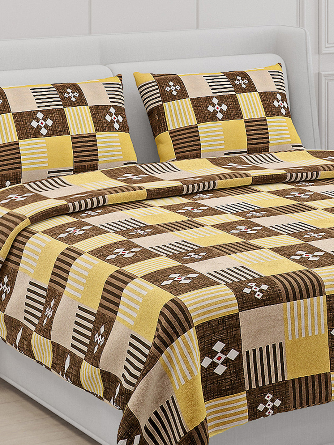 104 TC Cotton Double Bed Bedsheet with 2 Pillow Covers - Updated - Updated - Updated