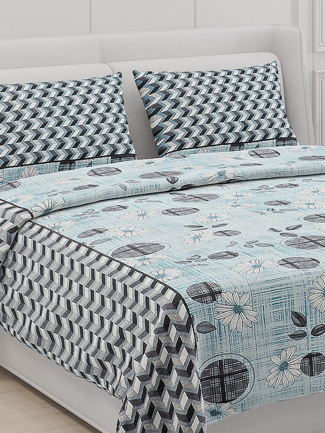 104 TC Cotton Double Bed Bedsheet with 2 Pillow Covers - Updated - Updated - Updated