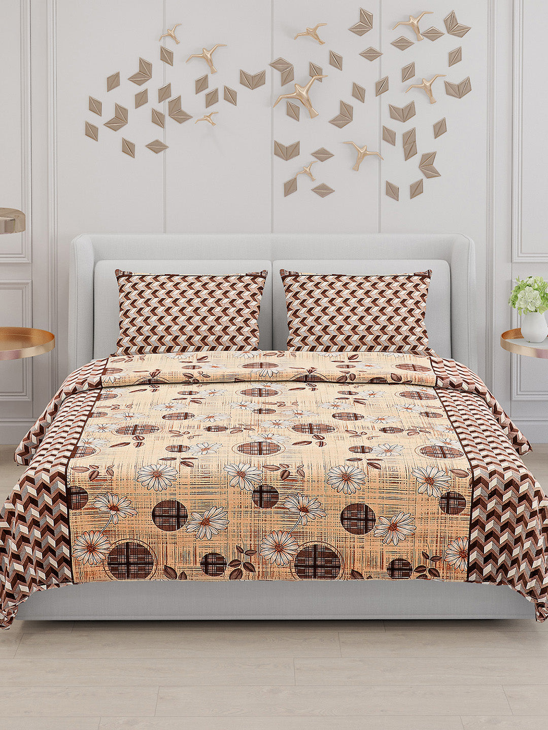 104 TC Cotton Double Bed Bedsheet with 2 Pillow Covers - Updated - Updated - Updated