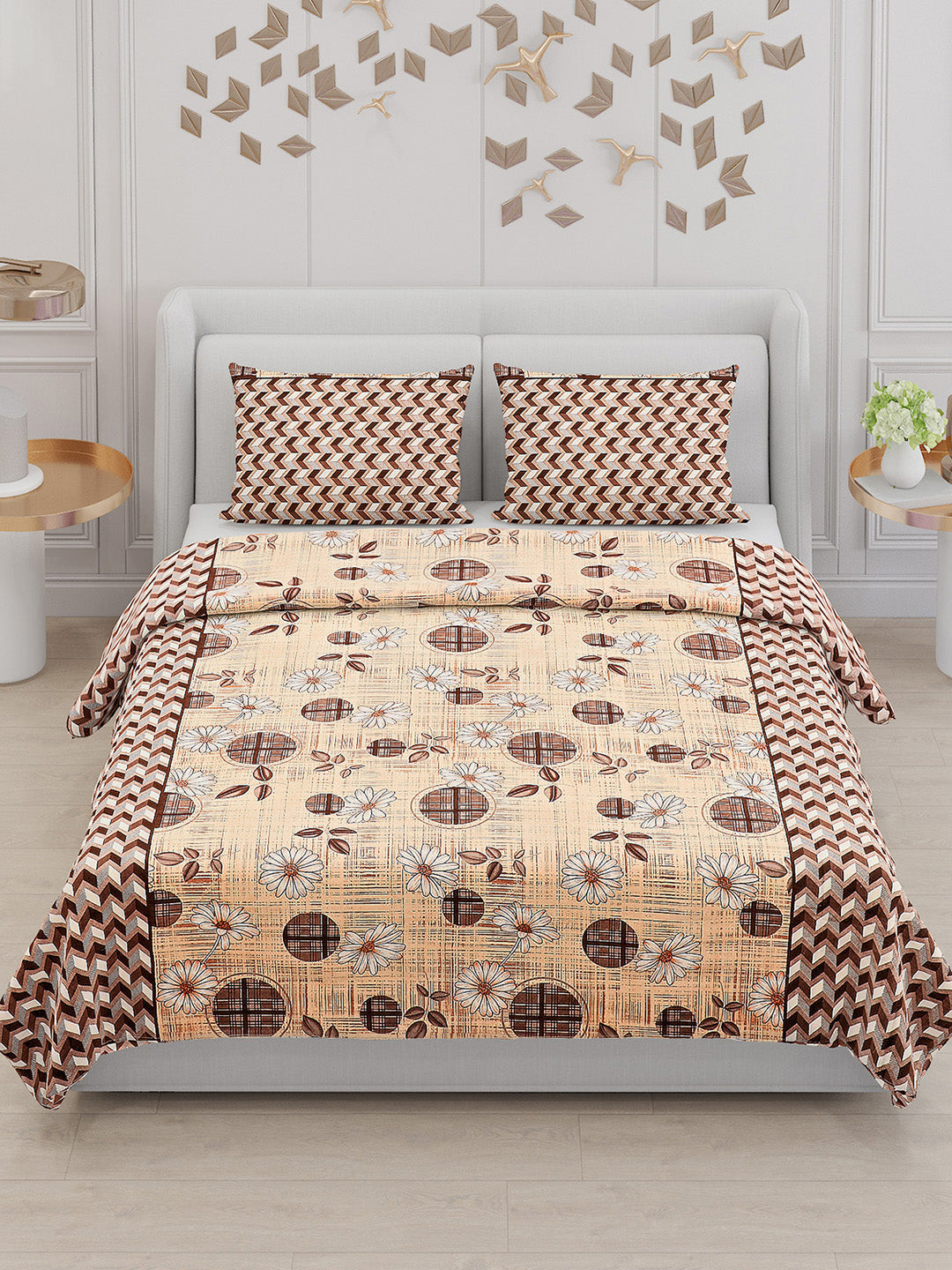 104 TC Cotton Double Bed Bedsheet with 2 Pillow Covers - Updated - Updated - Updated