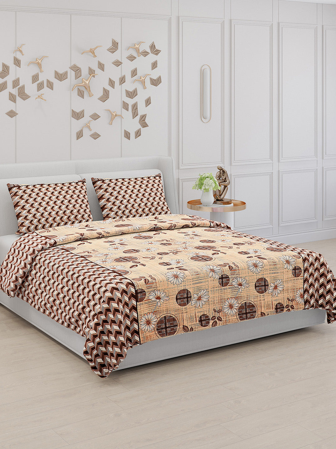 104 TC Cotton Double Bed Bedsheet with 2 Pillow Covers - Updated - Updated - Updated