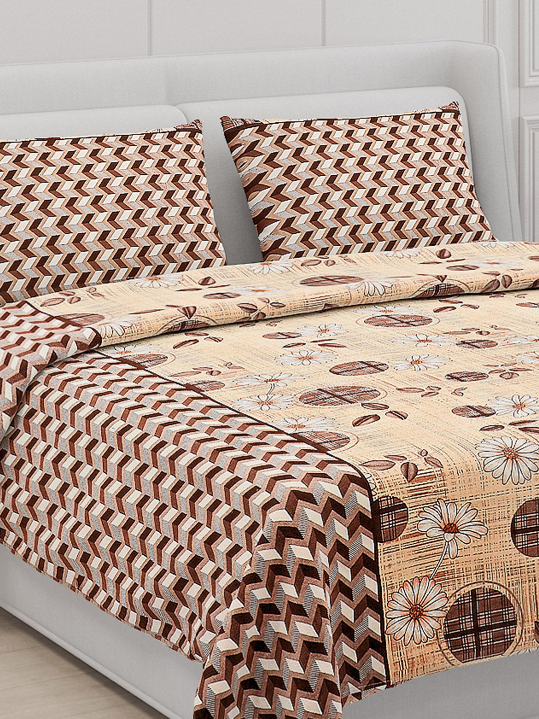 104 TC Cotton Double Bed Bedsheet with 2 Pillow Covers - Updated - Updated - Updated