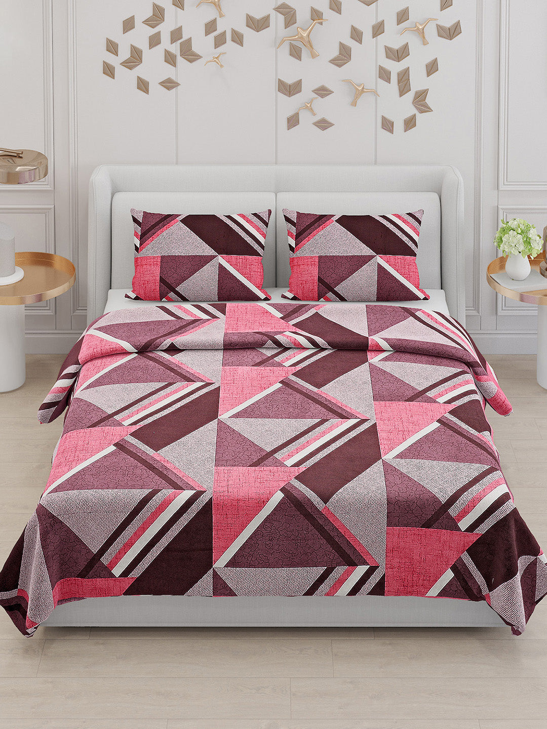 104 TC Cotton Double Bed Bedsheet with 2 Pillow Covers - Updated - Updated - Updated