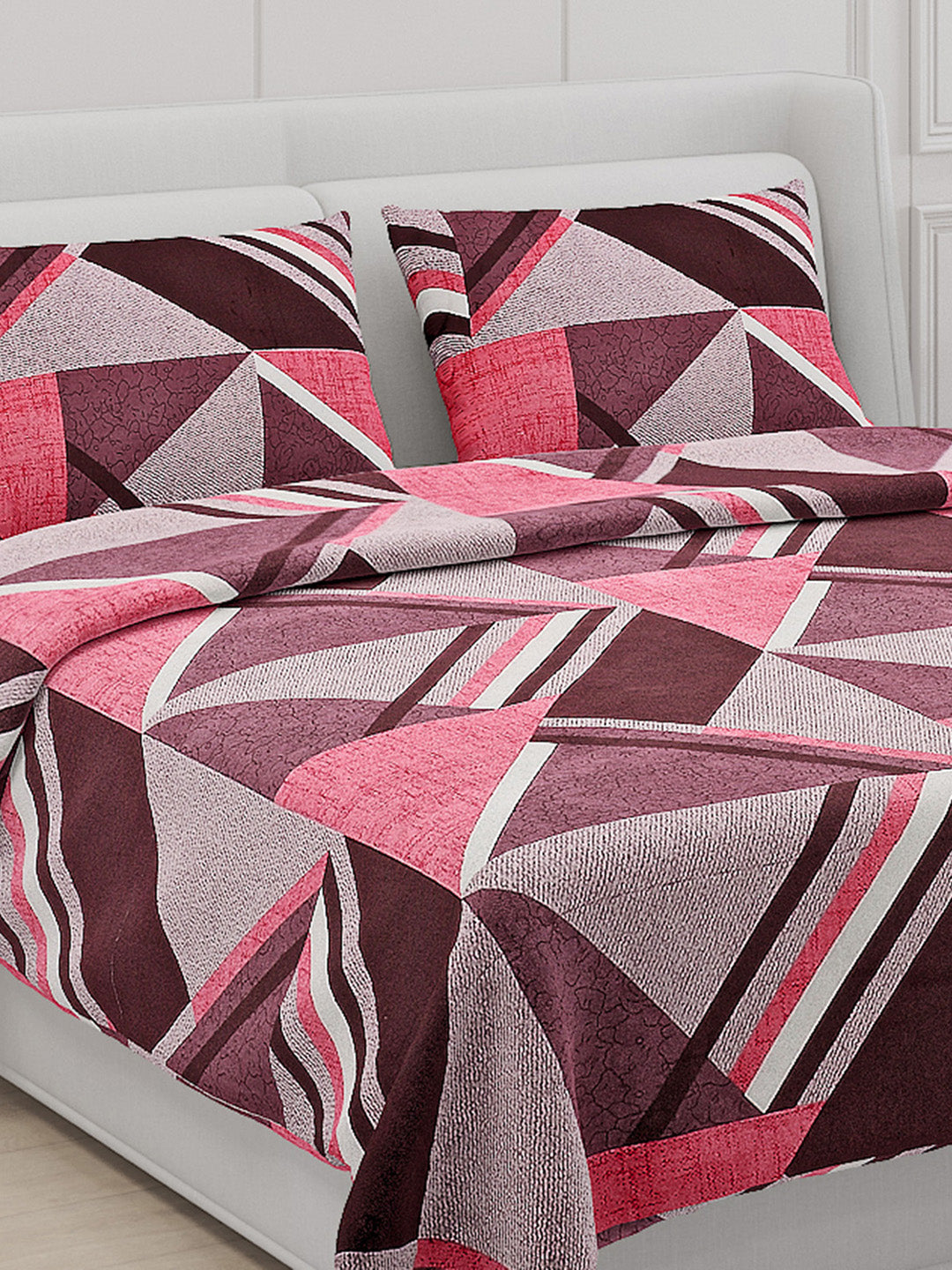 104 TC Cotton Double Bed Bedsheet with 2 Pillow Covers - Updated - Updated - Updated