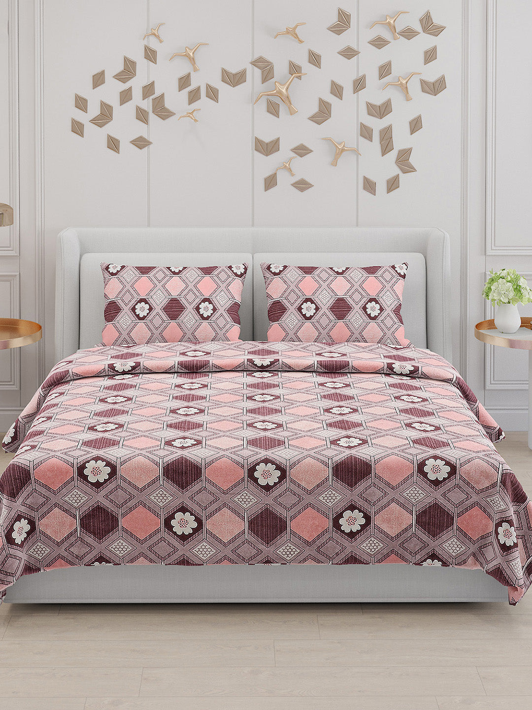 104 TC Cotton Double Bed Bedsheet with 2 Pillow Covers - Updated - Updated - Updated