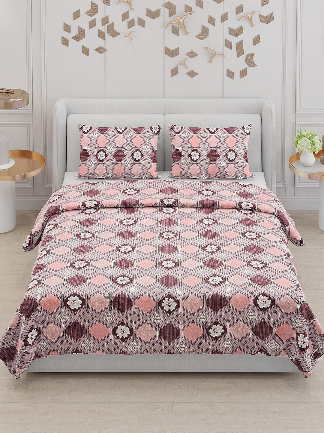 104 TC Cotton Double Bed Bedsheet with 2 Pillow Covers - Updated - Updated - Updated