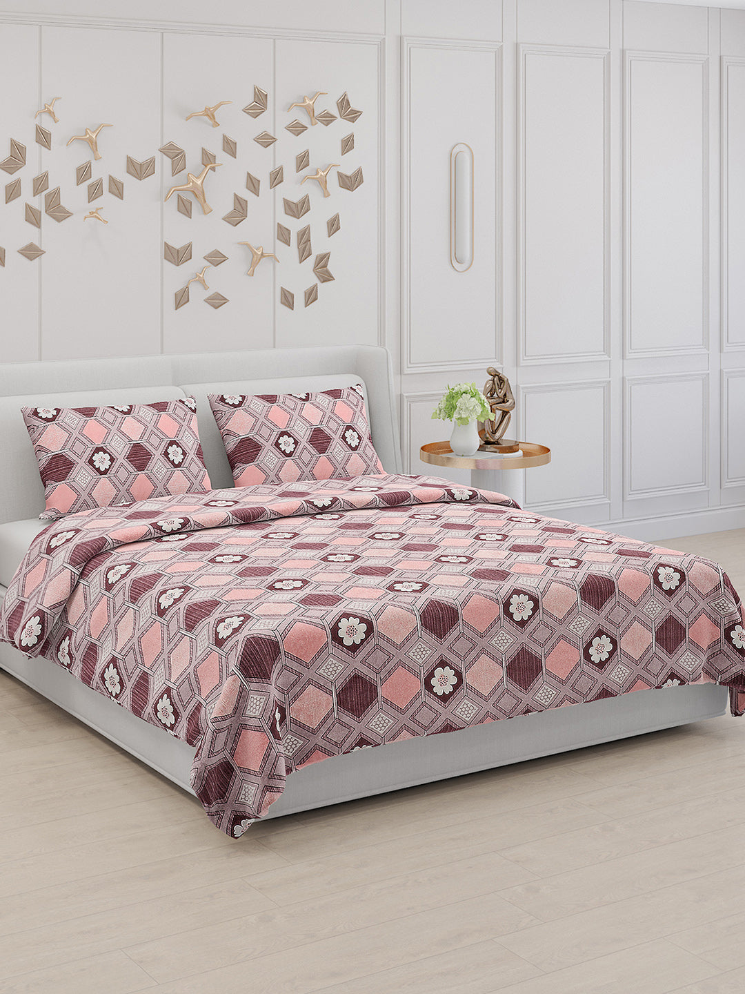 104 TC Cotton Double Bed Bedsheet with 2 Pillow Covers - Updated - Updated - Updated