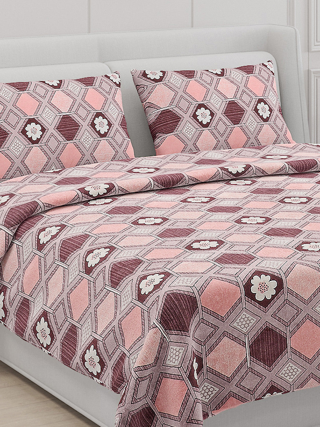 104 TC Cotton Double Bed Bedsheet with 2 Pillow Covers - Updated - Updated - Updated