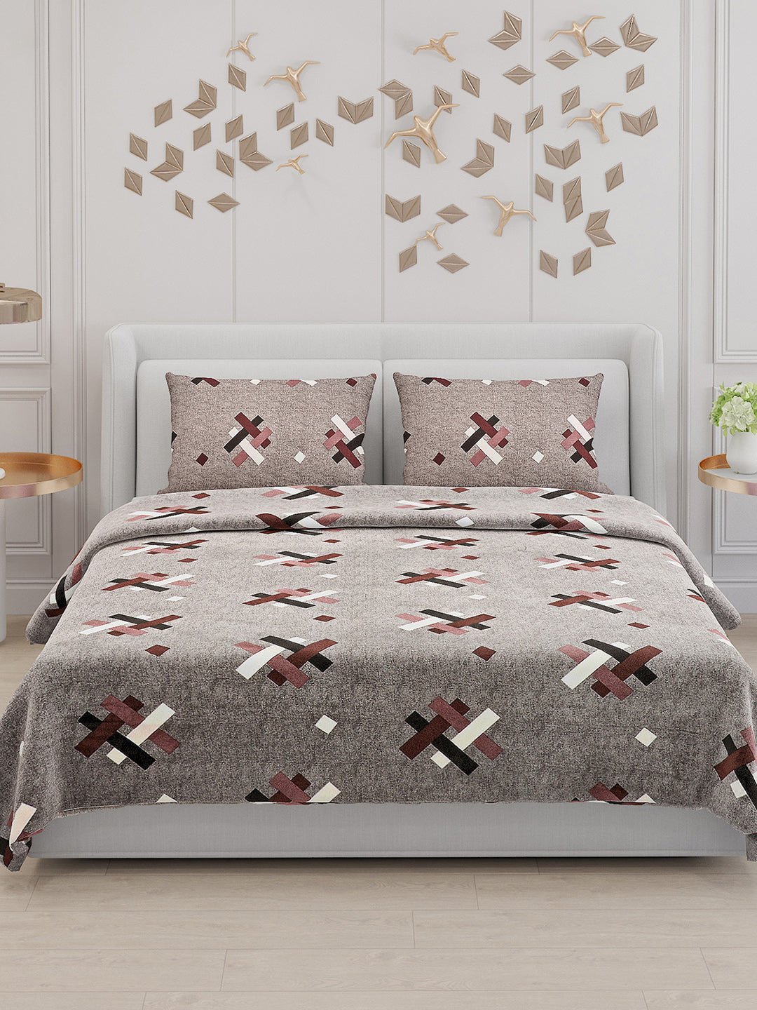 104 TC Cotton Double Bed Bedsheet with 2 Pillow Covers - Updated - Updated - Updated