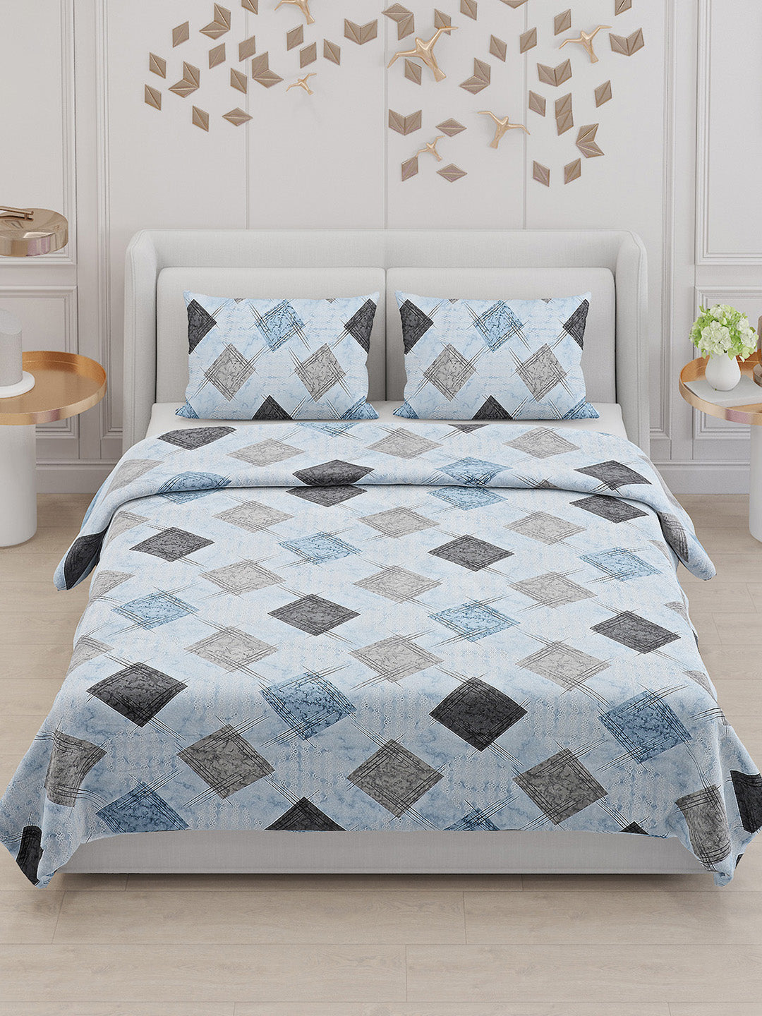 104 TC Cotton Double Bed Bedsheet with 2 Pillow Covers - Updated - Updated - Updated