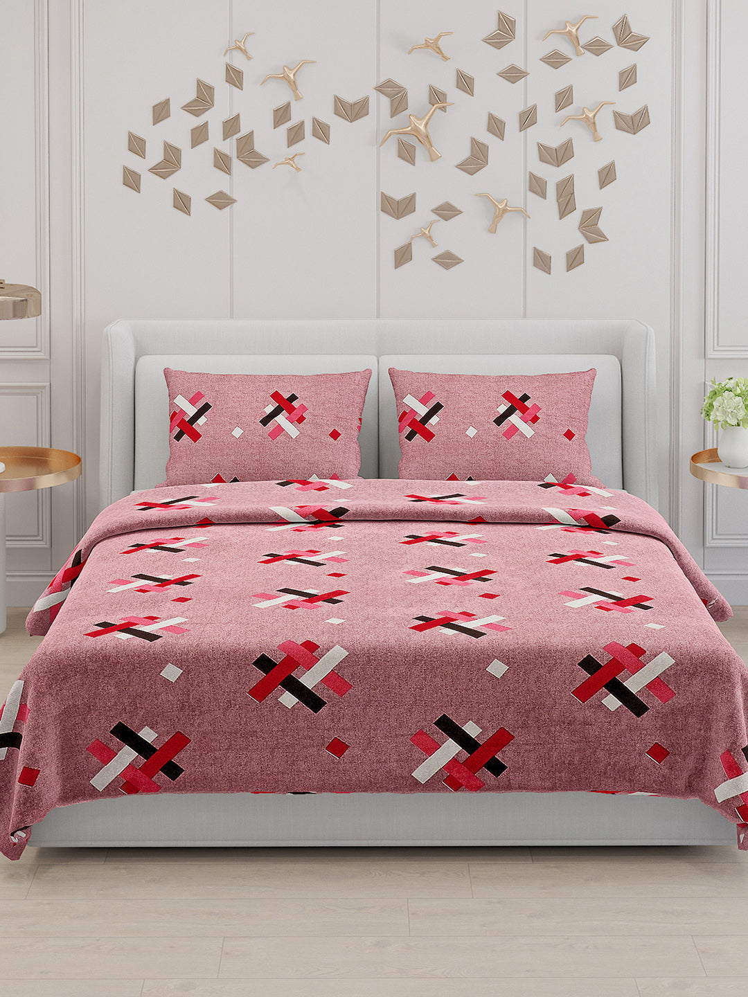 104 TC Cotton Double Bed Bedsheet with 2 Pillow Covers - Updated - Updated - Updated