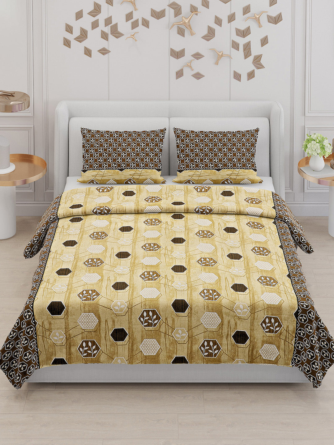 104 TC Cotton Double Bed Bedsheet with 2 Pillow Covers - Updated - Updated - Updated