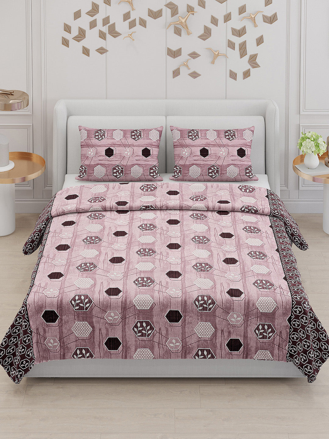 104 TC Cotton Double Bed Bedsheet with 2 Pillow Covers - Updated - Updated - Updated