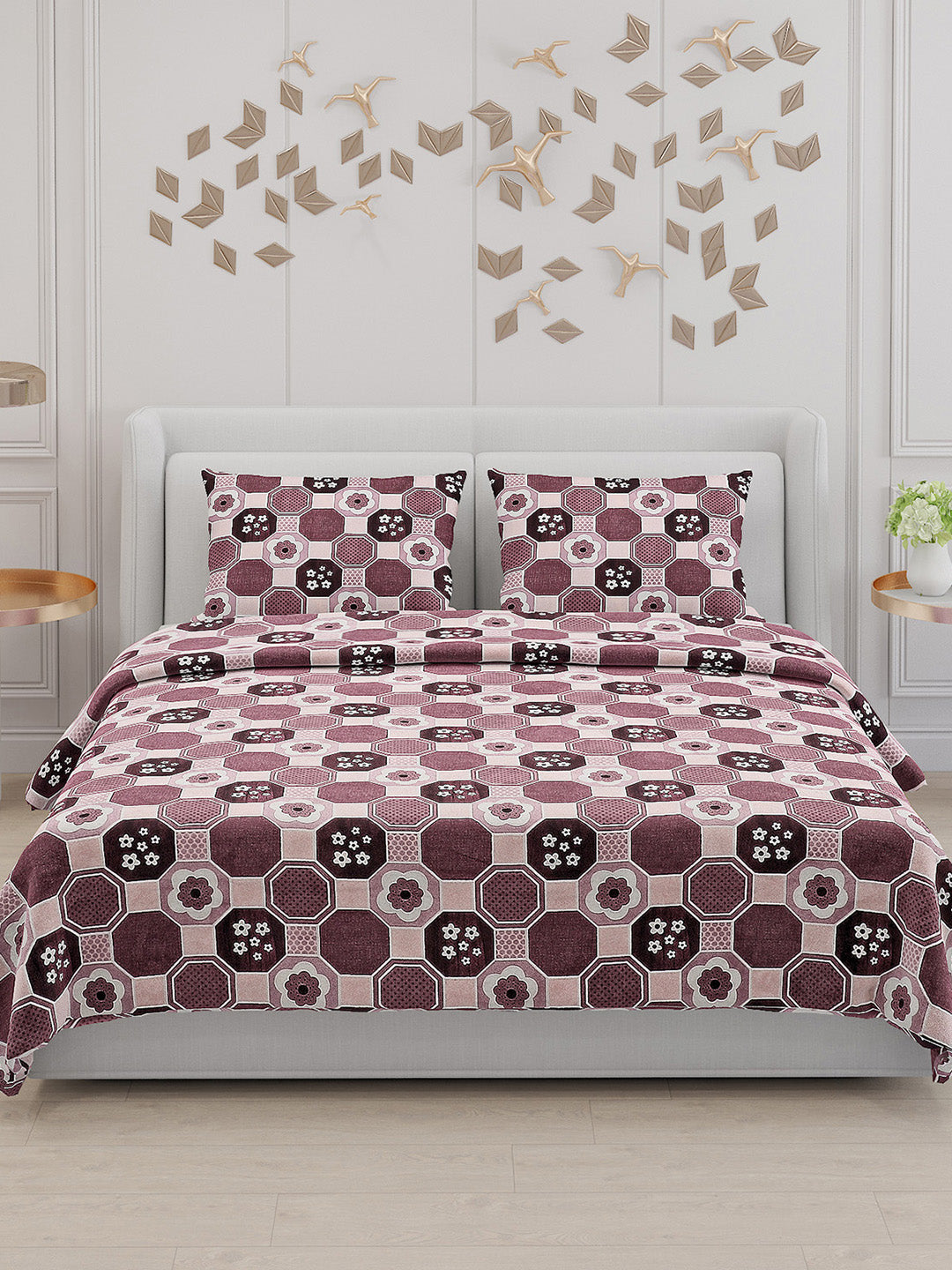 104 TC Cotton Double Bed Bedsheet with 2 Pillow Covers - Updated - Updated - Updated