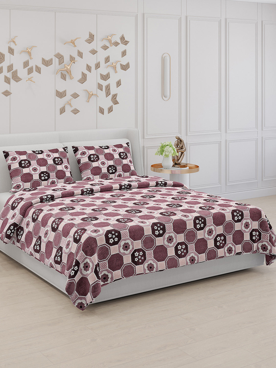 104 TC Cotton Double Bed Bedsheet with 2 Pillow Covers - Updated - Updated - Updated