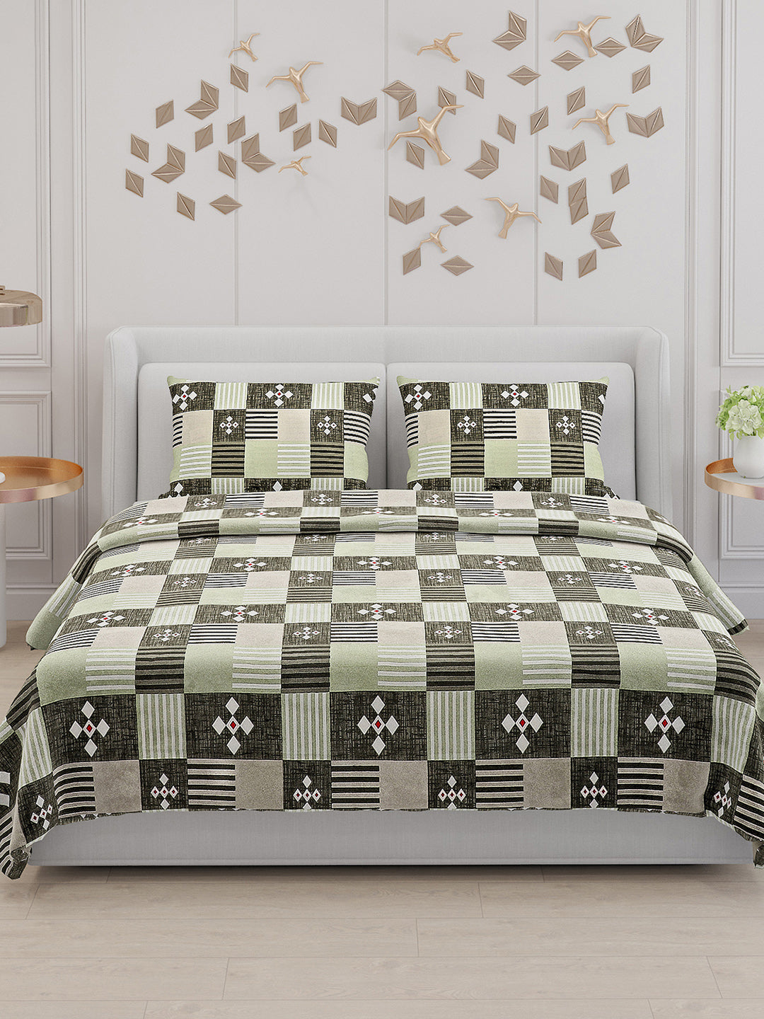 104 TC Cotton Double Bed Bedsheet with 2 Pillow Covers - Updated - Updated - Updated