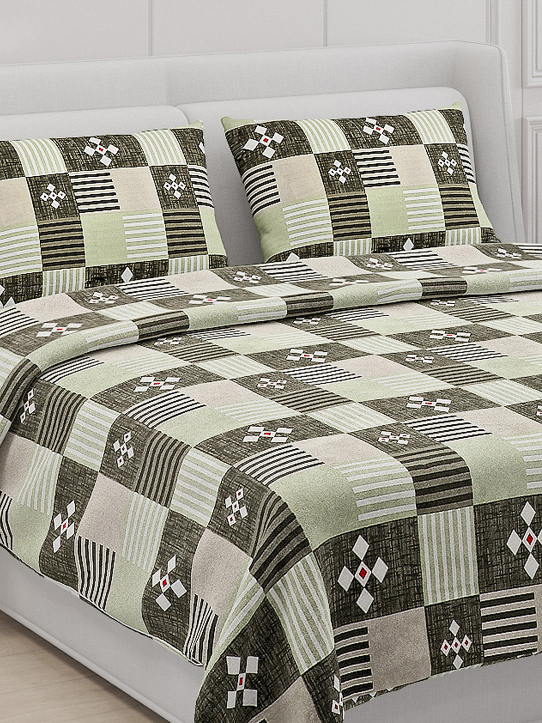 104 TC Cotton Double Bed Bedsheet with 2 Pillow Covers - Updated - Updated - Updated