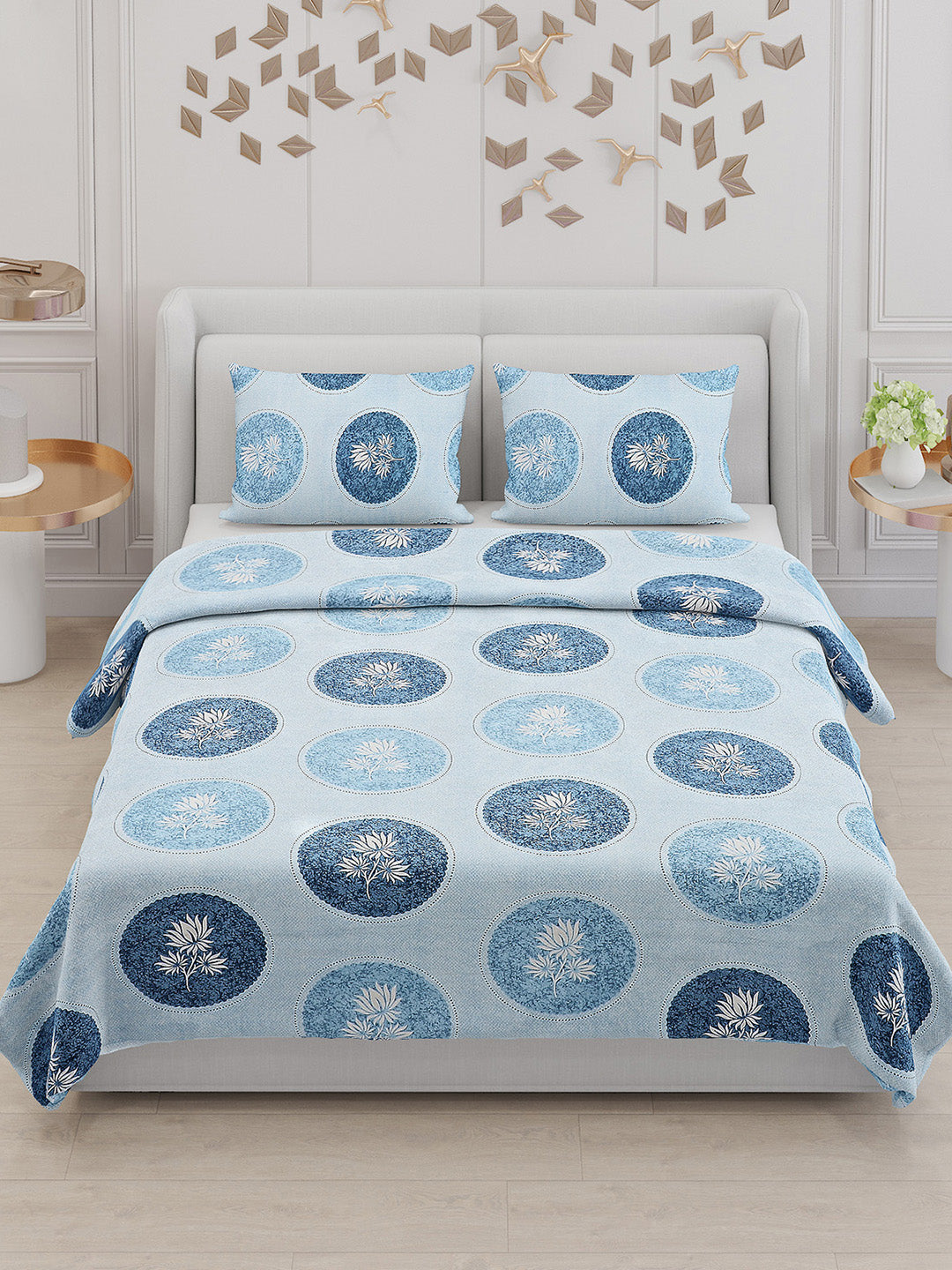 104 TC Cotton Double Bed Bedsheet with 2 Pillow Covers - Updated - Updated - Updated