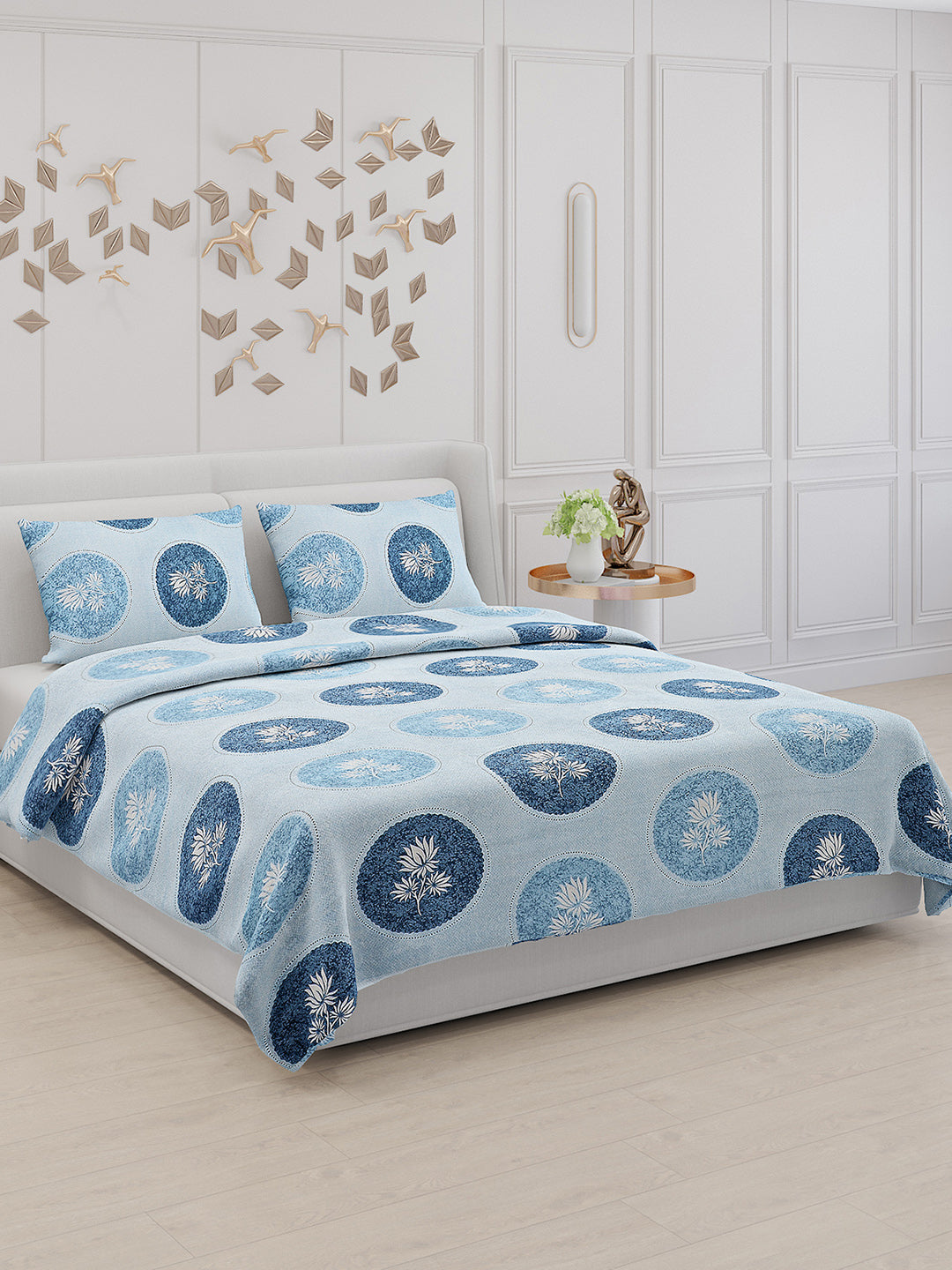 104 TC Cotton Double Bed Bedsheet with 2 Pillow Covers - Updated - Updated - Updated