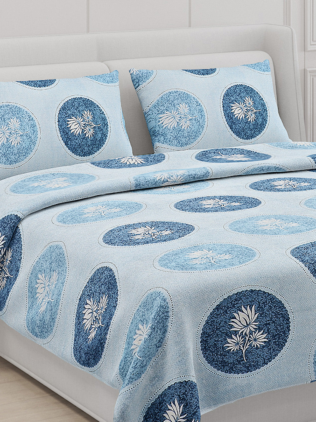 104 TC Cotton Double Bed Bedsheet with 2 Pillow Covers - Updated - Updated - Updated