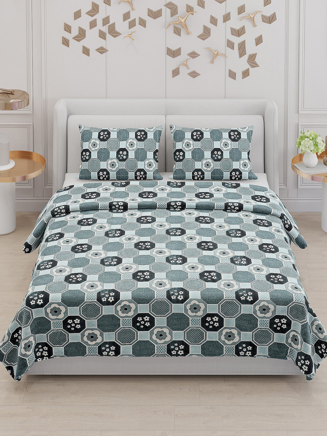 104 TC Cotton Double Bed Bedsheet with 2 Pillow Covers - Updated - Updated - Updated