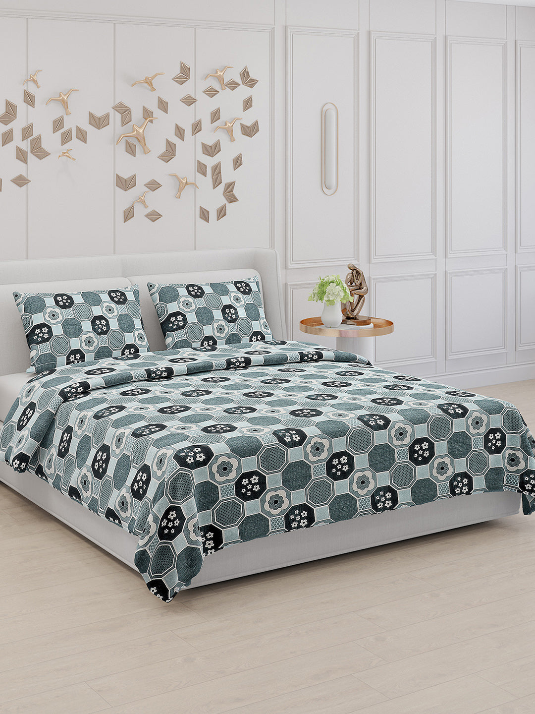 104 TC Cotton Double Bed Bedsheet with 2 Pillow Covers - Updated - Updated - Updated