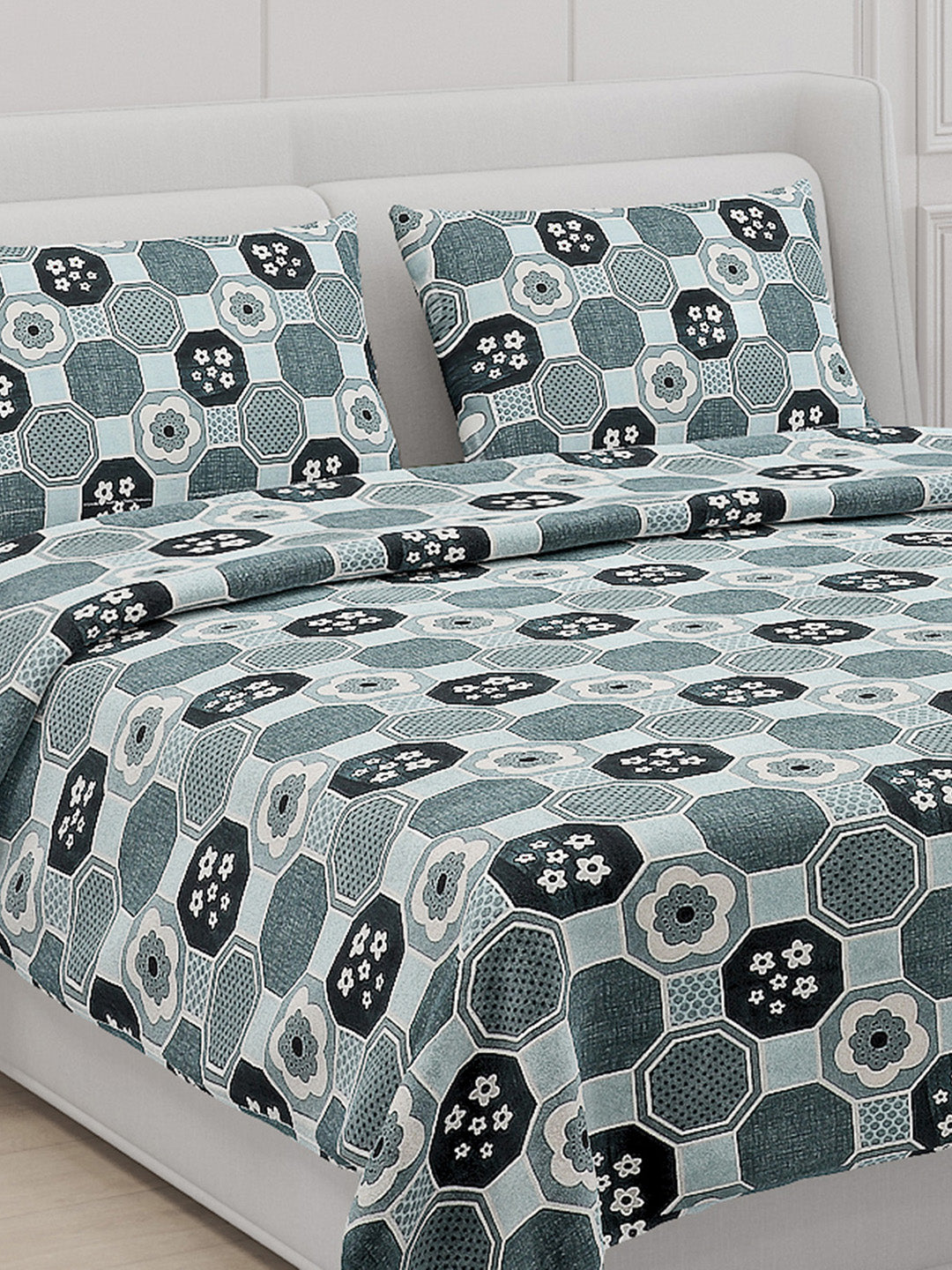 104 TC Cotton Double Bed Bedsheet with 2 Pillow Covers - Updated - Updated - Updated