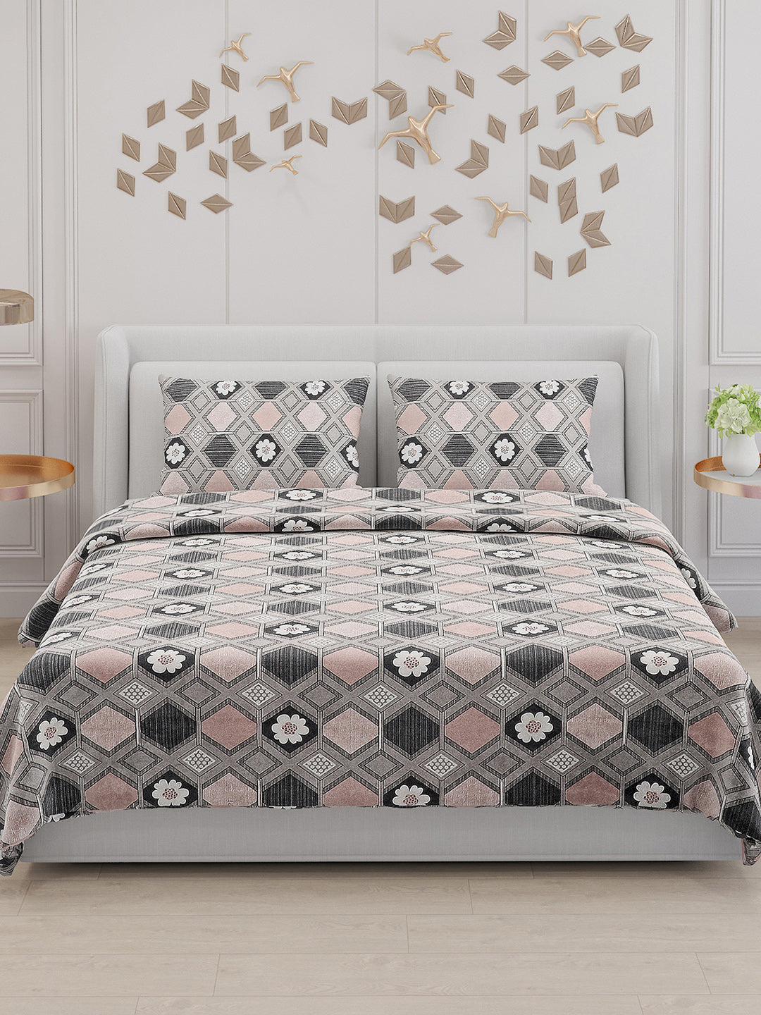 104 TC Cotton Double Bed Bedsheet with 2 Pillow Covers - Updated - Updated